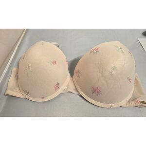 Jessica Simpson Light Pink Floral Embroidered Underwire Bra 36C Adjustable Strap